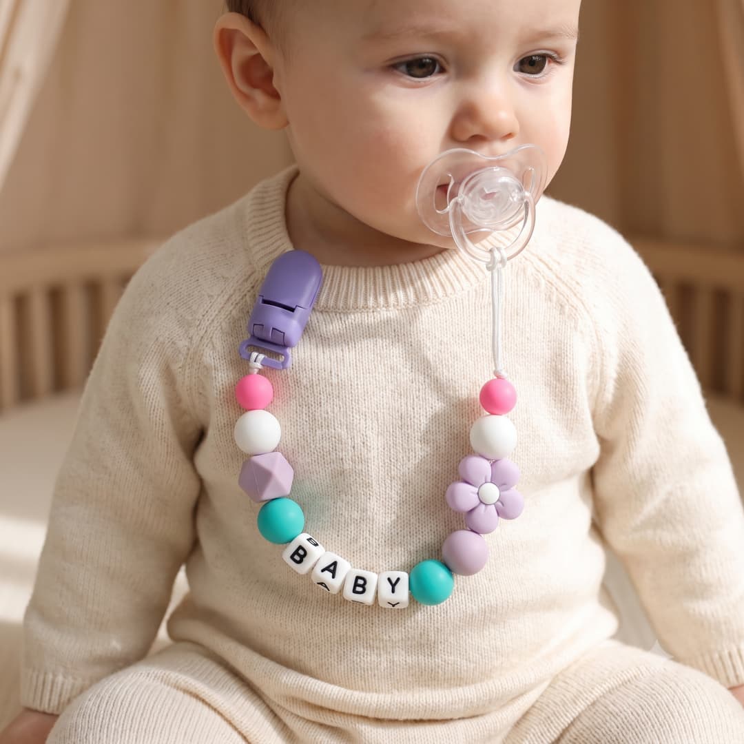 Party Games Baby Shower - Clip para Chupón Personalizado con Nombre,