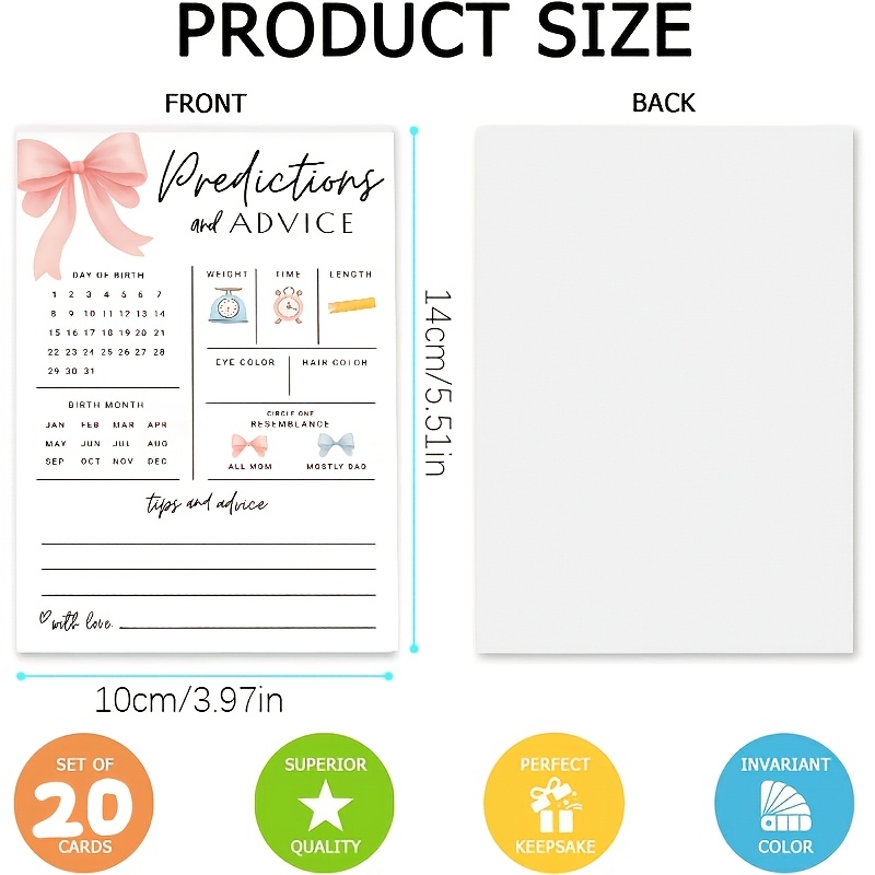 20 Tarjetas de Predicción e In - Party Games Baby Shower reseña y precio